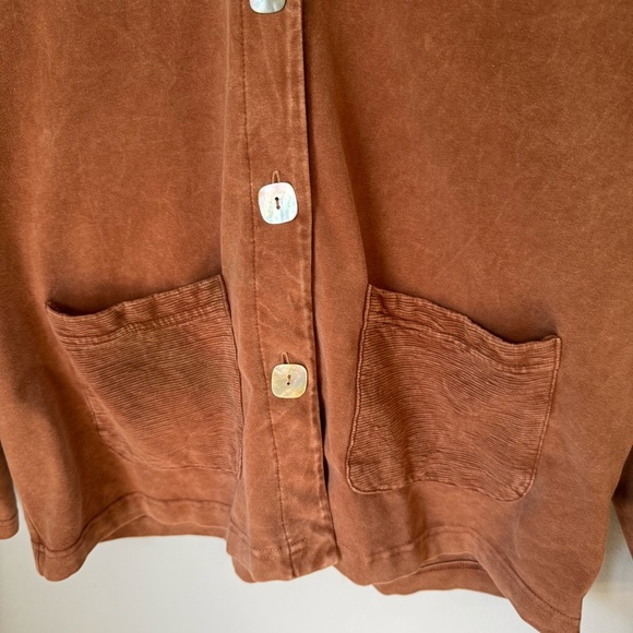 Michael Leu Collection Lightweight Soft Tan Brown Shell Button Cardigan Sz M - Picture 4 of 8